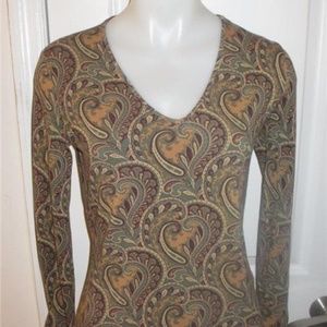 LES COPAINS MAROON/BROWN/GREEN DETAILED TOP 42/6